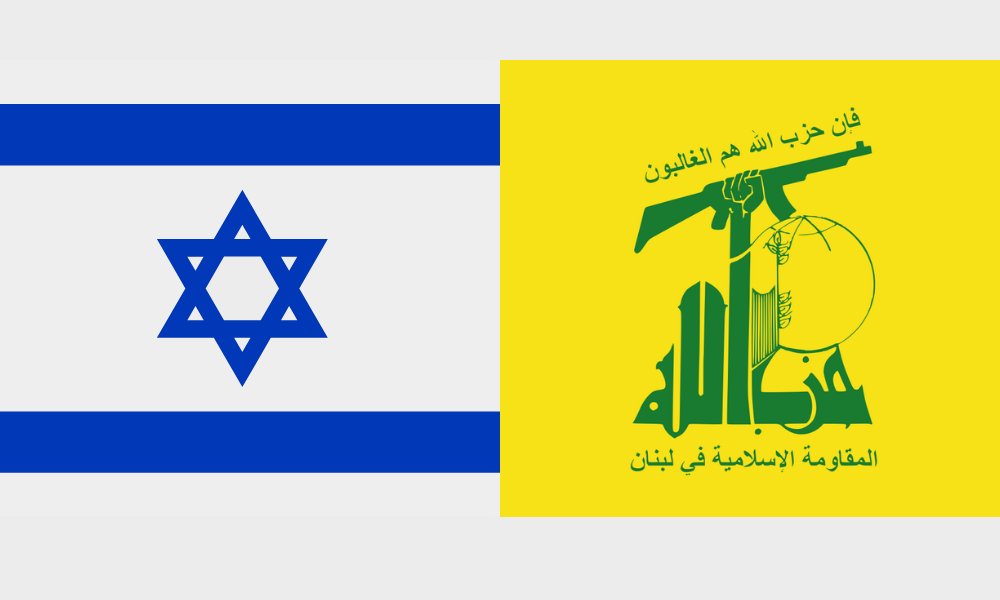 Hezbollah and Israel flags