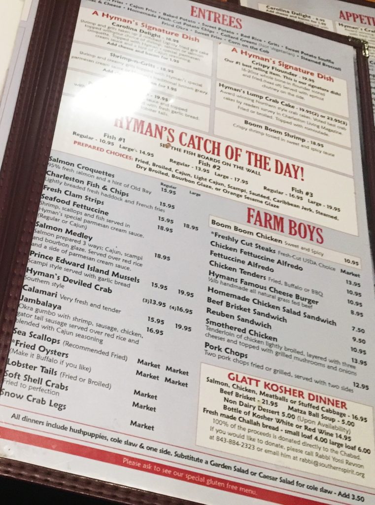 seafood menu