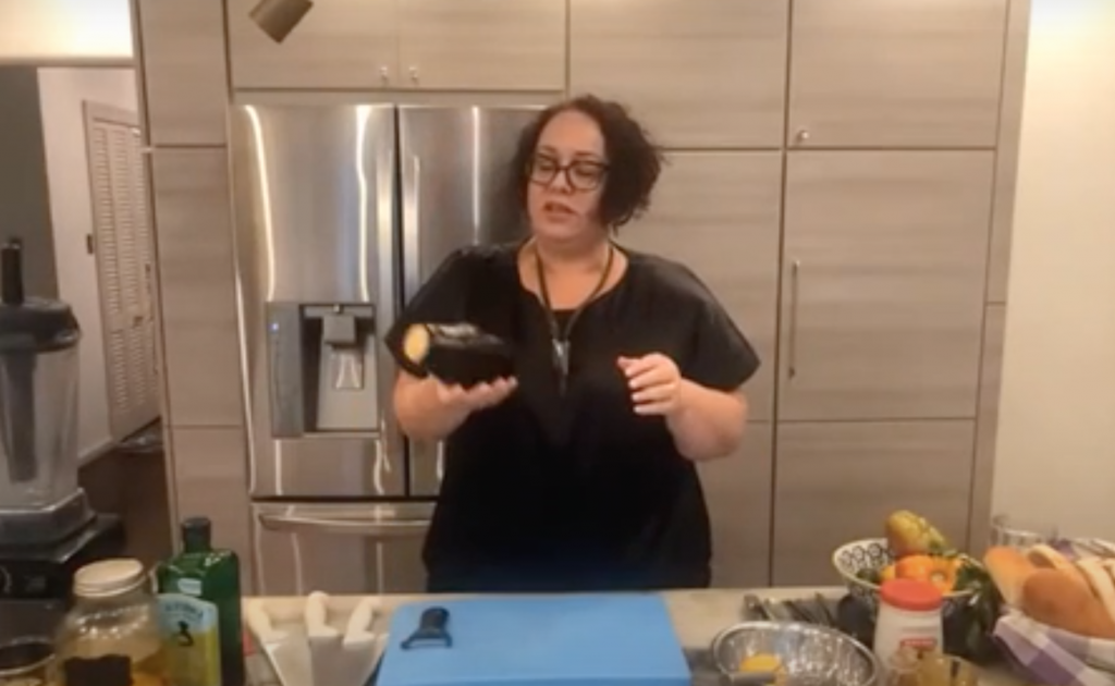 Chef Vered Guttman teaches Moment viewers during a Zoominar how to cook Israeli street food that isn't falafel.