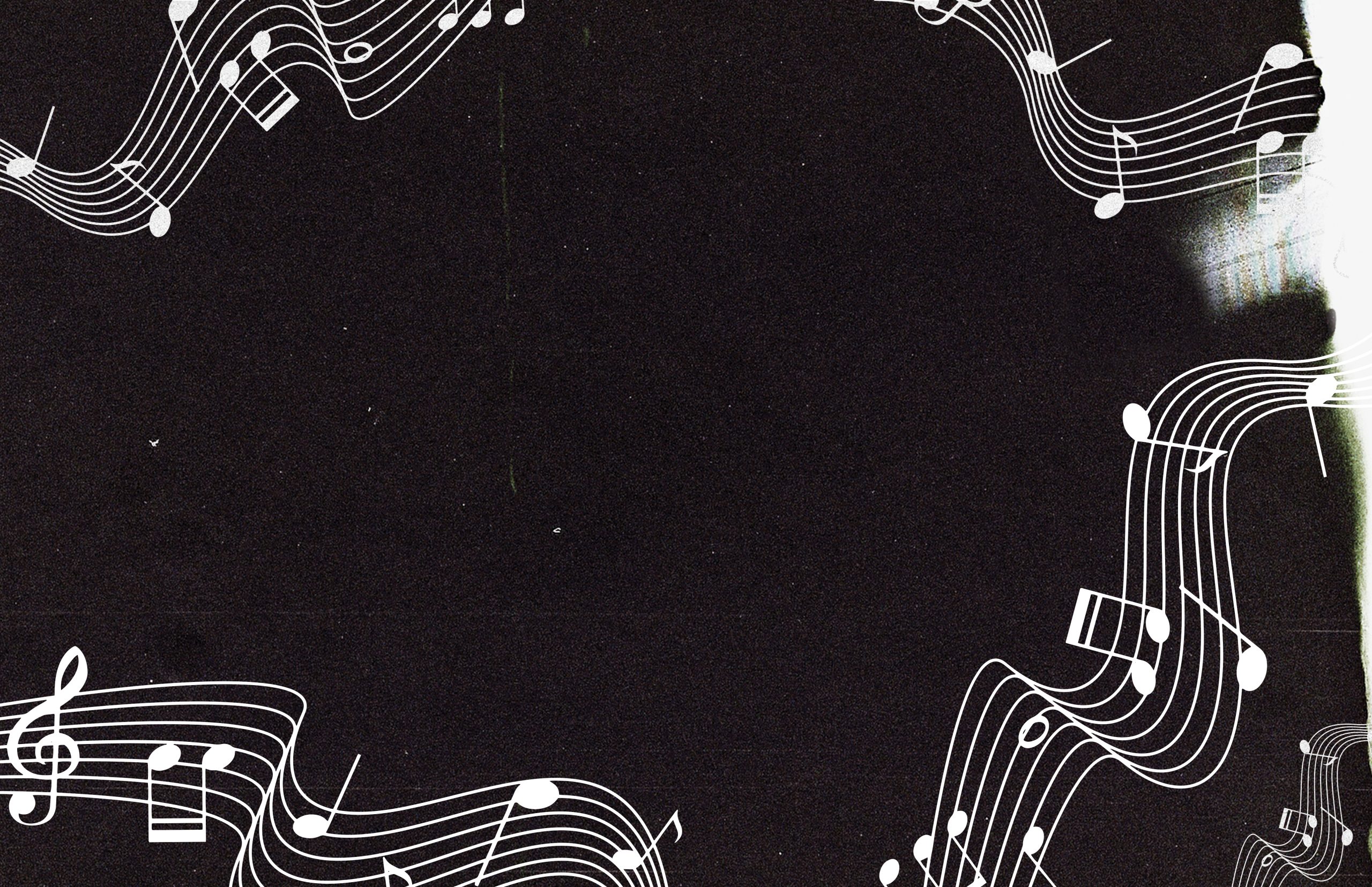Black background with music notes