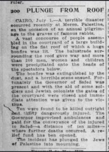 Newspaper clipping about the Meron balcony collapse