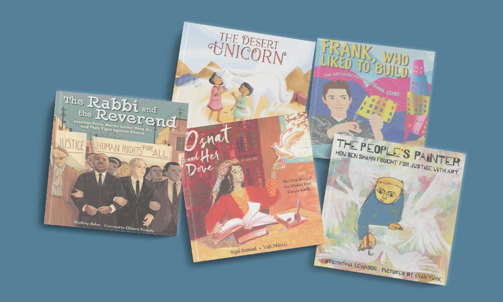 a display of Jewish children's books