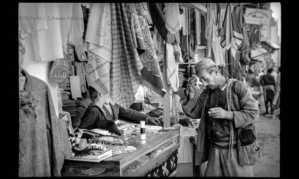 A photograph of a fabric shop in Sarajevo in 1934