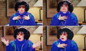 Mike Myers as Linda Richman on Saturday Night Live, where "verklempt" was born.