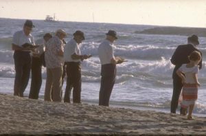 Jews praying on the beach.