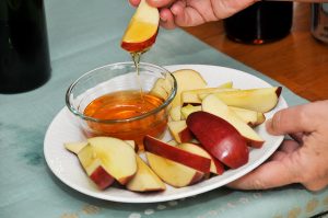 Rosh Hashanah apples dipped in honey.