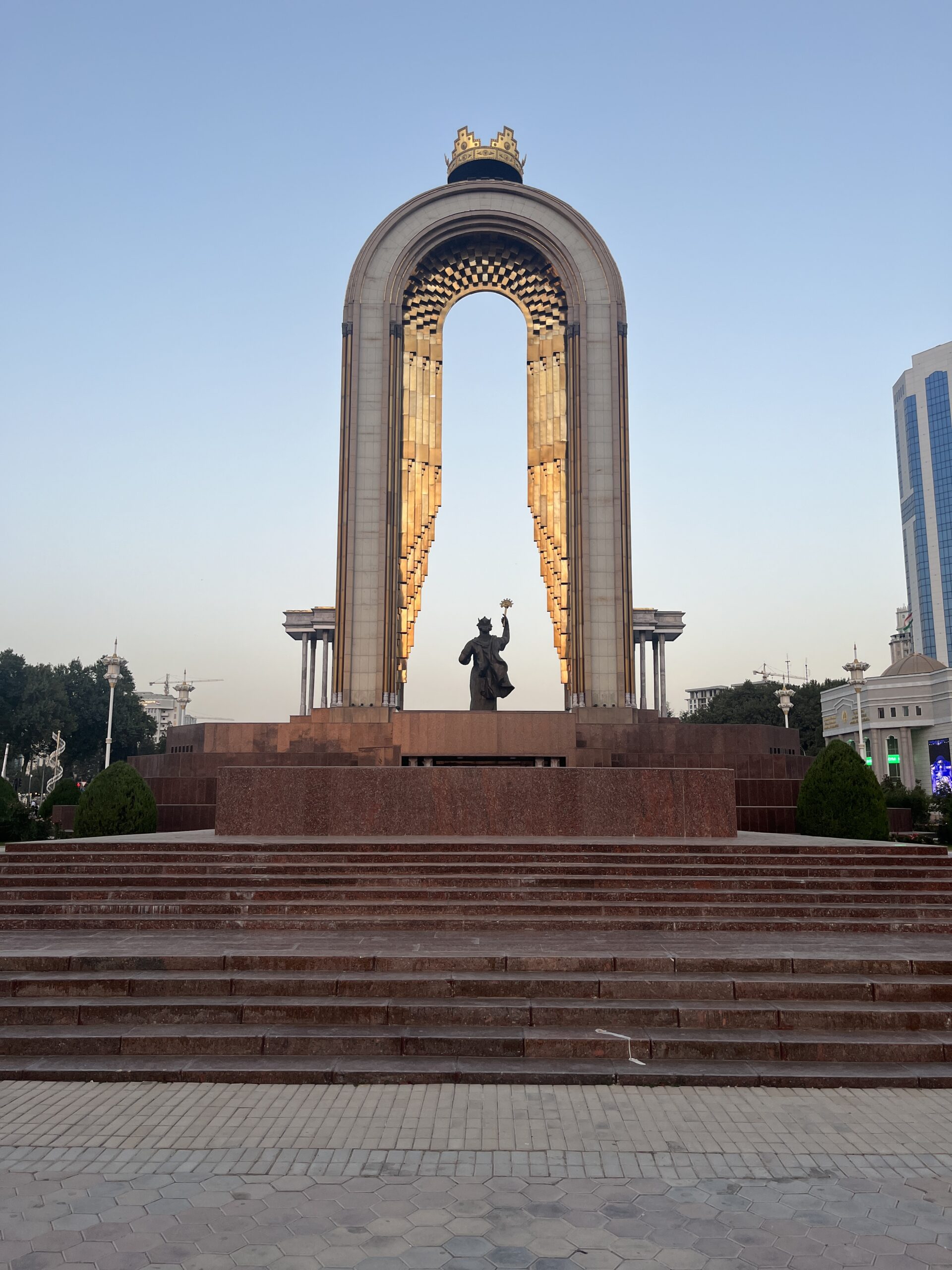 A historic monument near the park built on the grounds of the old synagogue.