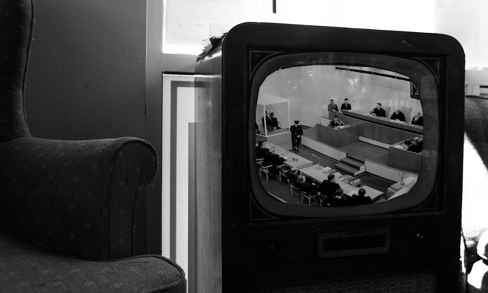 An old TV set depicting the 1961 Eichmann trial