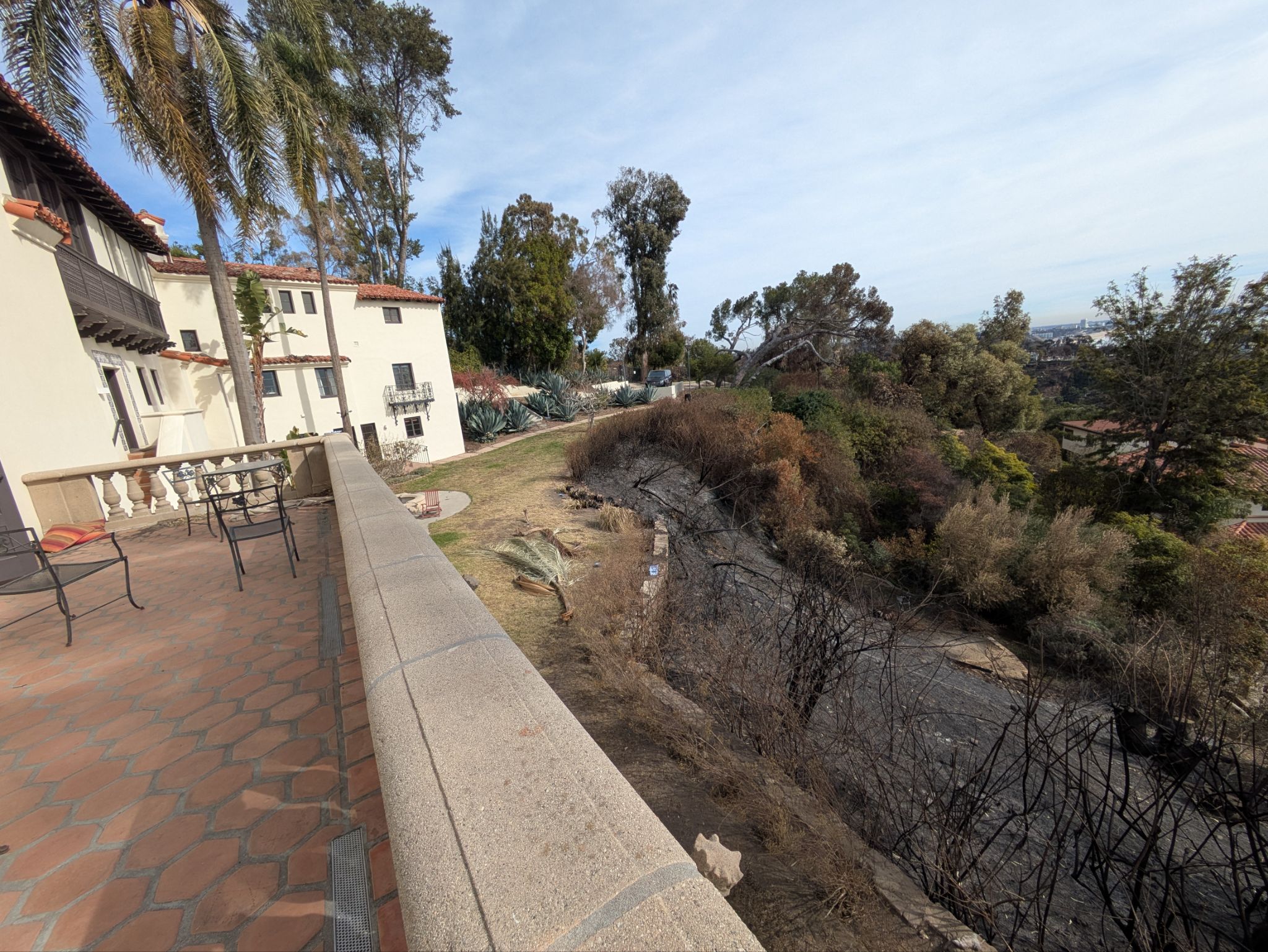 Fire line at Villa Aurora