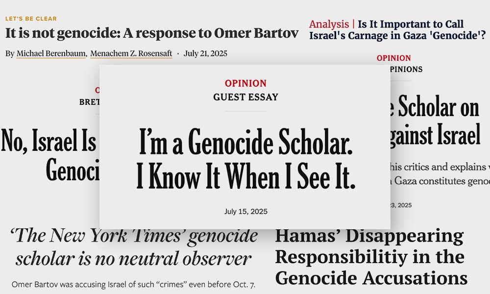 Collage of Bartov headlines