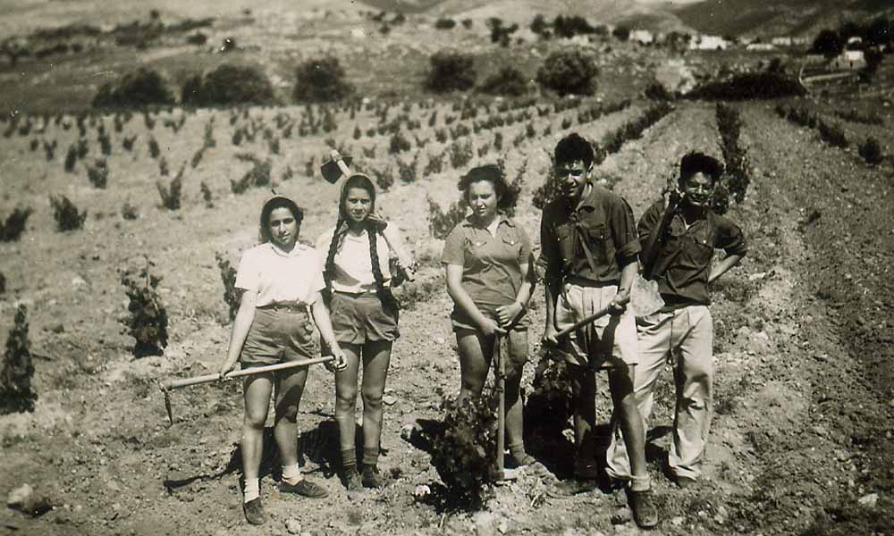 The author's mother Miriam Nir, far left, with her fellow youth movement members in Israel circa 1940.